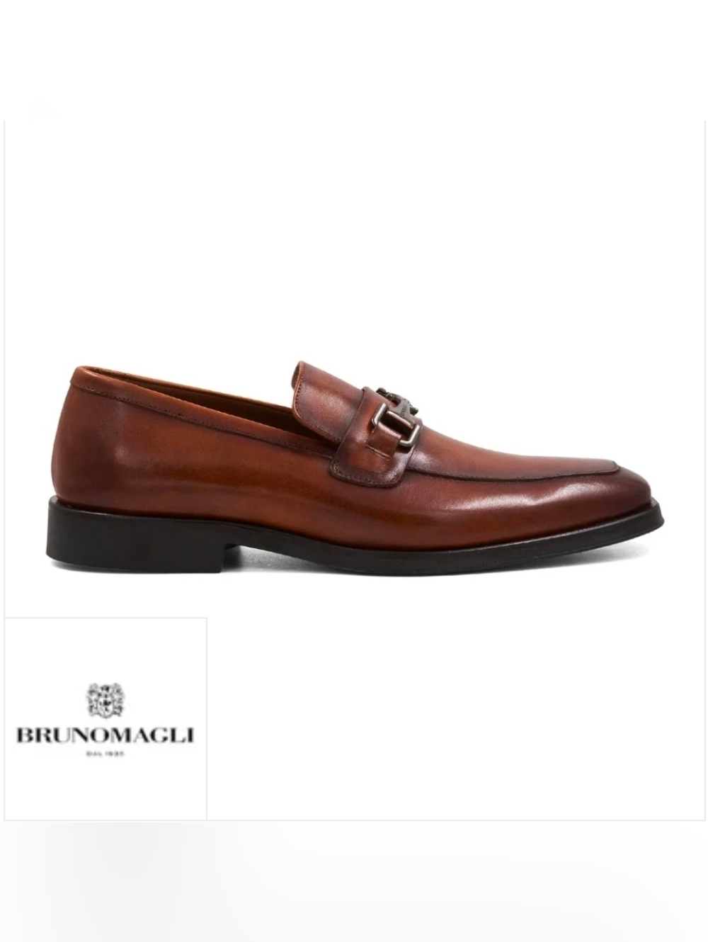 Bruno Magli Raging Leather Bit SLIP ON Loafer Cognac  MENS SIZE 11 - Picture 2 of 9